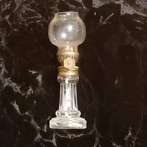 Antique Green Mini Oil Lamp Kerosene Lamp Made In Hong Kong 4.5" Decor